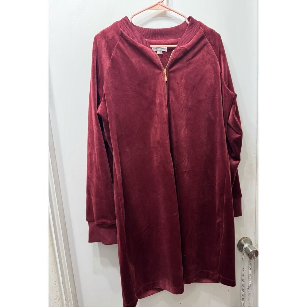 Calvin Klein NWT raspberry XL Velour Zip-front Dress